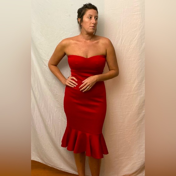 Strapless mermaid Express dress 8 red - Picture 3 of 4